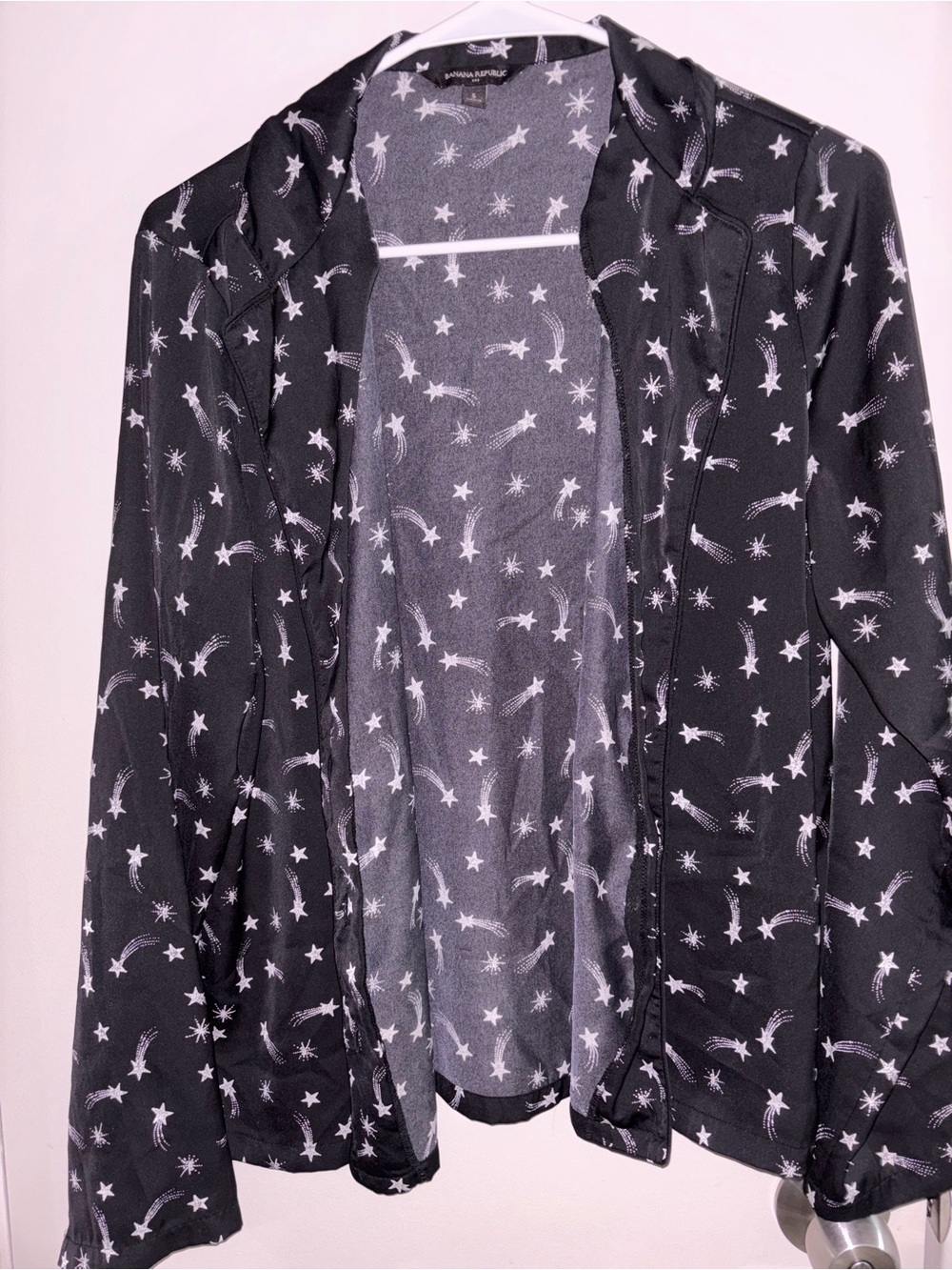 Star-Print Black Women's Blazer Jacket